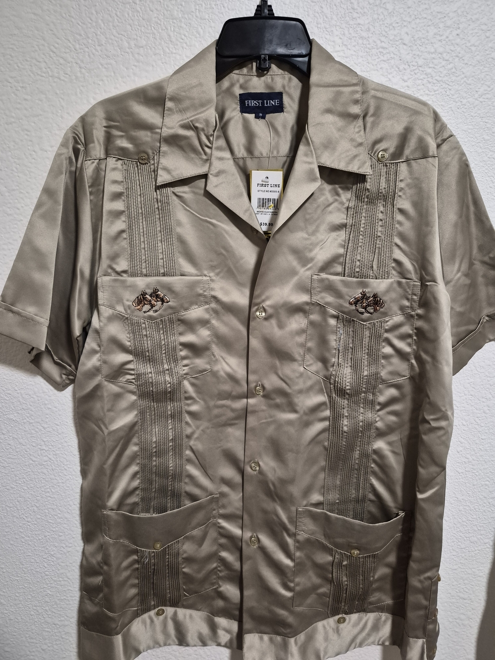 First Lite Short-Sleeve Guayabera-Style Shirt Jacket in Khaki